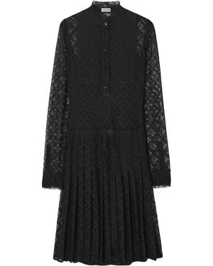 Burberry Lace Check Midi Dress - Black