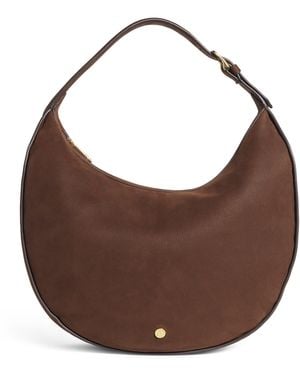Harrods Large Suede Crescent Shoulder Bag - Brown