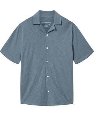 AllSaints Cotton Robson Short-Sleeve Shirt - Blue