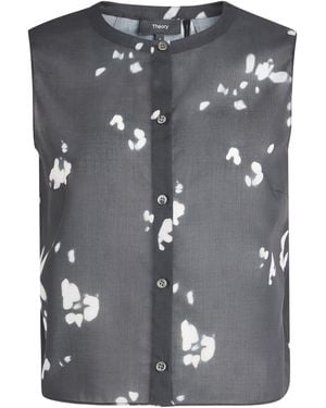 Theory Shell Printed Top - Gray