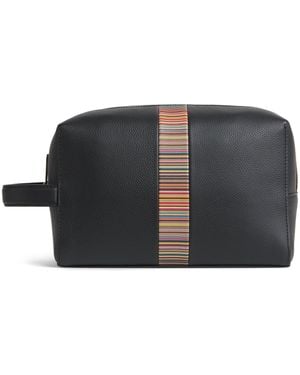 Paul Smith Leather Signature Stripe Wash Bag - Black
