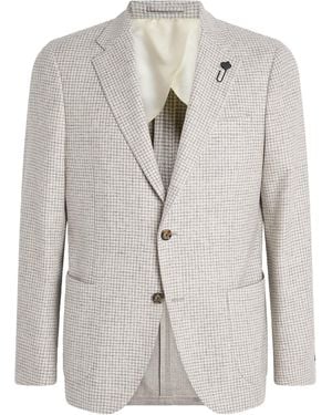 Lardini Wool-Cashmere Check Blazer - White