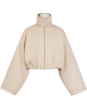 Alaïa Leather Layered Bomber Jacket - Natural