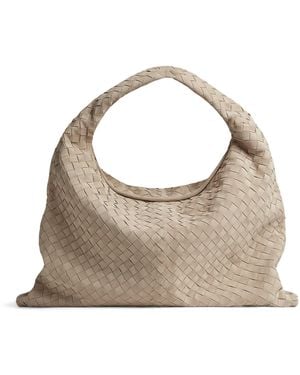 Bottega Veneta Large Suede Hop Shoulder Bag - Natural
