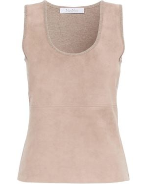 Max Mara Suede-Wool-Cashmere Tank Top - Natural
