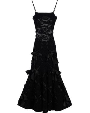 Givenchy Ribbon-Embellished Leopard Lace Midi Dress - Black