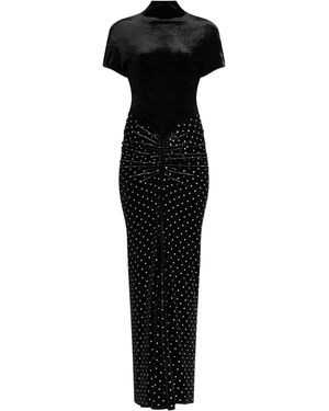 Alaïa Crystal-Embellished Draped Maxi Dress - Black