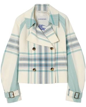Burberry Cropped Check Ladybrook Jacket - Blue