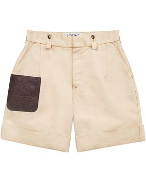 Loewe Cotton Turn-Up Shorts - Natural
