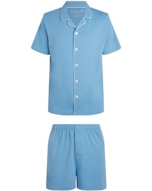 Derek Rose Micromodal Short Basel Pyjama Set - Blue