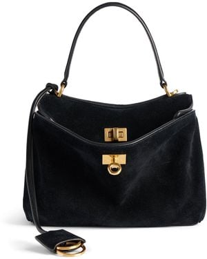 Balenciaga Mini Suede Rodeo Top-Handle Bag - Black