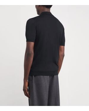 John Smedley Sea Island Cotton Adrian Polo Shirt - Black