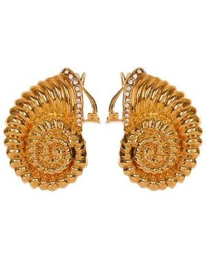 Balmain Crystal-Embellished Snail Brass Earrings - Metallic