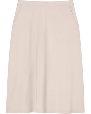Marina Rinaldi Virgin Wool Pinza Midi Skirt - Natural