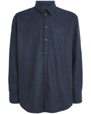Johnstons of Elgin Wool-Cashmere Overshirt - Blue