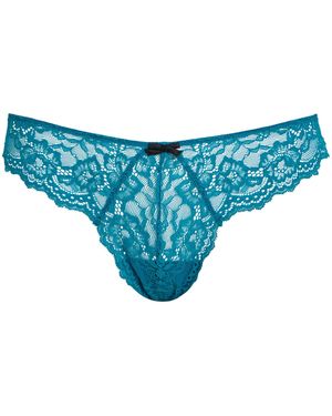 Fleur du Mal Lace Bianca Cheeky Briefs - Blue
