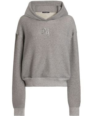 Dolce & Gabbana Cotton-Blend Logo Hoodie - Grey