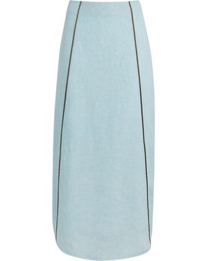 Lug Von Siga Linen Mila Midi Skirt - Blue