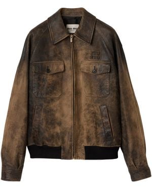 Miu Miu Long-Sleeved Zipped Jacket - Brown