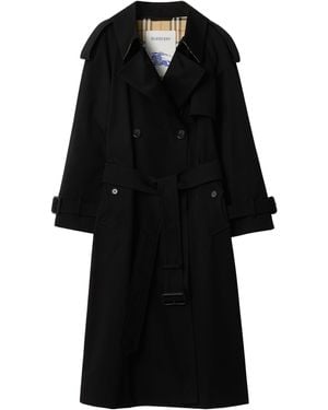 Burberry Long Gabardine Fitzrovia Trench Coat - Black