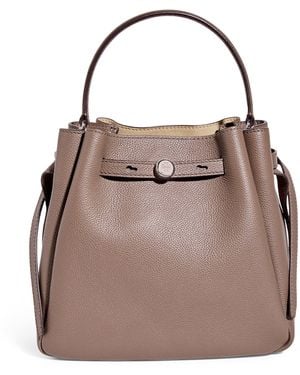 Tory Burch Leather Romy Bucket Bag - Grey