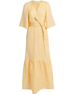 Eres Linen Audacieuse Wrap Midi Dress - Metallic
