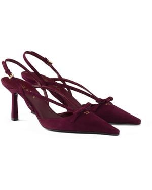 Prada Suede Slingback Pumps 75 - Purple