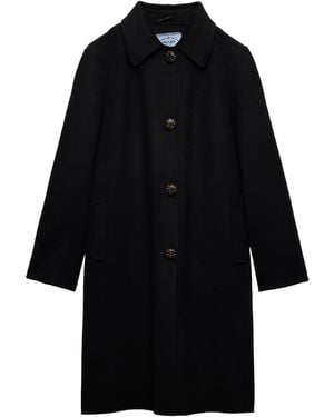 Prada Wool-Cashmere Single-Breasted Coat - Black