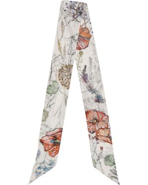 McQueen Silk Floral Print Scarf - White