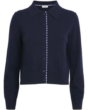 Sandro Wool-Cashmere Stripe Cardigan - Blue
