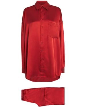 Skims Silk Oversized Pajama Set - Red