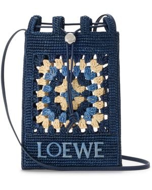 Loewe X Paula's Ibiza Crochet Pocket Patch Shoulder Bag - Blue