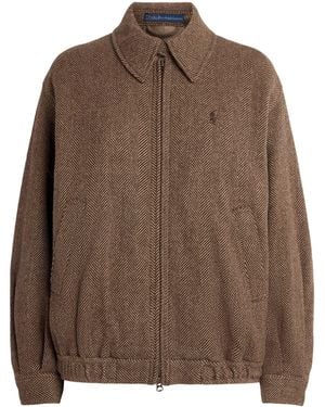 Polo Ralph Lauren Wool Herringbone Bomber Jacket - Brown