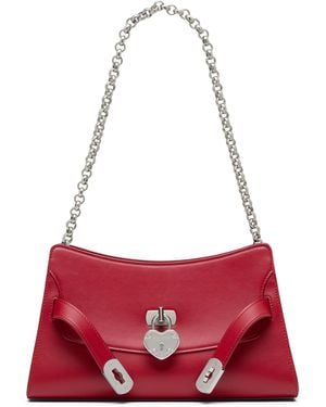 McQueen Mini Leather Locke Shoulder Bag - Red