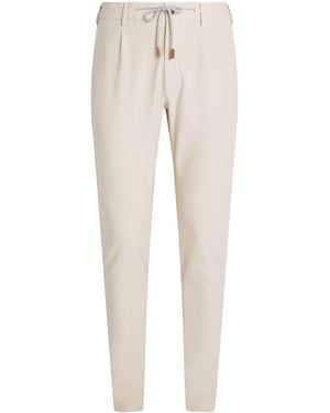 Eleventy Cotton-Blend Drawstring Trousers - Natural