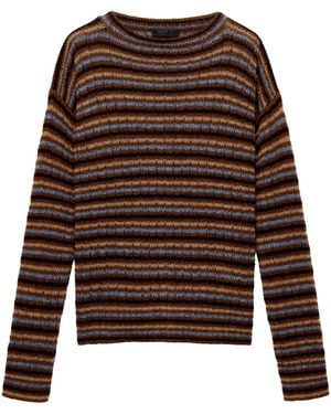 Prada Shetland Wool Stripe Jumper - Brown