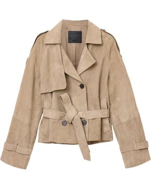 AllSaints Suede Reed Trench Jacket - Natural
