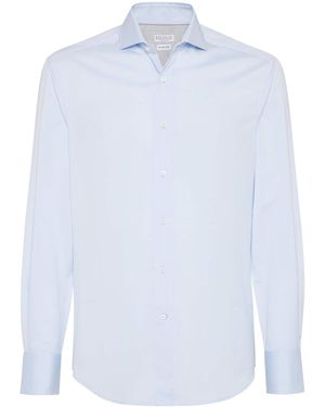 Brunello Cucinelli Cotton Twill Slim-Fit Shirt - White