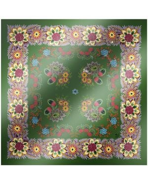 Weekend by Maxmara Silk Twill Floral Scarf - Green