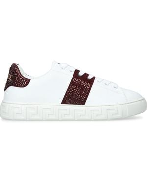 Versace Embellished Greca Trainers - White