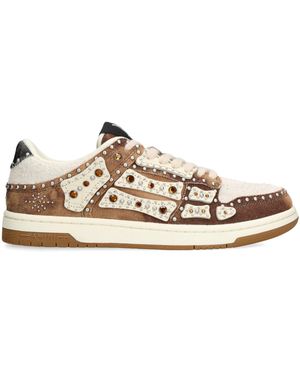 Amiri Embellished Skel Top Low Trainers - Natural