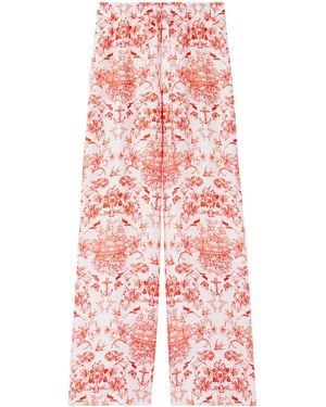 McQueen Silk Sailor Tattoo Pants - Red