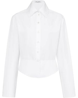 Alaïa Cotton Poplin Basque Shirt - White