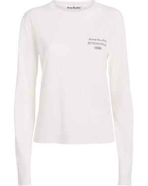 Acne Studios Distressed Logo Long-Sleeve T-Shirt - White