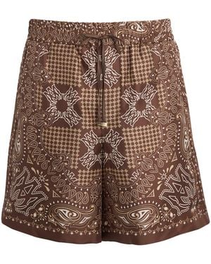 Amiri Silk Ma Check Shorts - Brown
