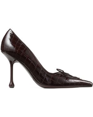 Jimmy Choo Scarlett 95 Croc-Embossed Leather Court Shoes - Brown