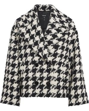 ME+EM Wool Houndstooth Short Coat - Black