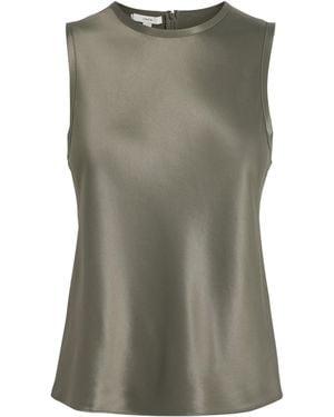 Vince Satin Sleeveless Top - Green
