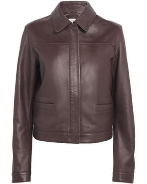 Loulou de Saison Ascot Leather Jacket - Brown