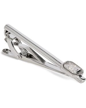 Tateossian Rhodium-Plated And Cubic Zirconia Halo Tie Clip - Metallic